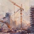 Crane Construction Chaos A Monthly Event in the City Generative AI