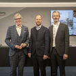 Wirtschaftskammerpräsident Wilfried Hopfner. Landesrat Marco Tittler und WISTO Geschäftsführer Jimmy Heinzl haben im Landhaus den Vorarlberger Innovationsbericht 2024 vorgestellt .