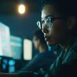 Eine IT-Expertin blickt auf den Bildschirm: Welche Rolle spielt hybride Intelligenz in der Zukunft der Arbeitswelt?
