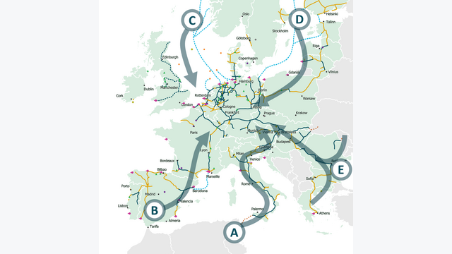 So soll Europas Wasserstoffinfrastruktur in Zukunft aussehen.