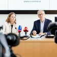 Natalie Harsdorf (BWB) und Wolfgang
Urbantschitsch (E-Control) beim
Pressegespräch