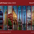 Illustration des Global Soft power index 2025, der in schmalen Bildern Ausschnitte berühmter Bauwerke der Top 10 Länder des Index zeigt.
