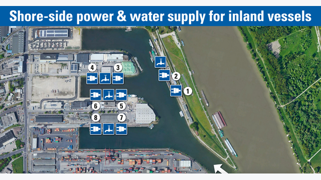 Plan der Landstromstationen im Hafen Linz