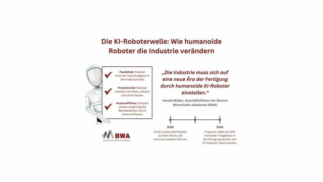 Grafik verdeutlicht,wie humanoide Roboter die Industrie verändern