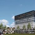 rendering des geplanten Business Tower Styria in der Oststeiermark unter blauem Himmel.