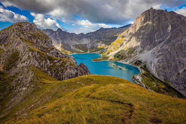 schöner Blick auf den Lünersee im Rätikon, Vorarlberg