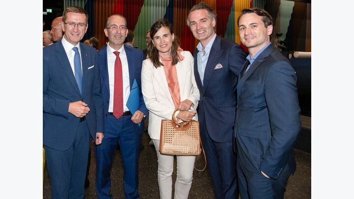 Wirtschaftslandesrat Markus Achleitner, Universitäts-Professor Teodoro Cocca, Kristina Maline-Altzinger, Alois-Ludwig Malina-Altzinger (A. Stadlbauer Tankstellenbau), Lennart Braun (Braun Maschinenfabrik)