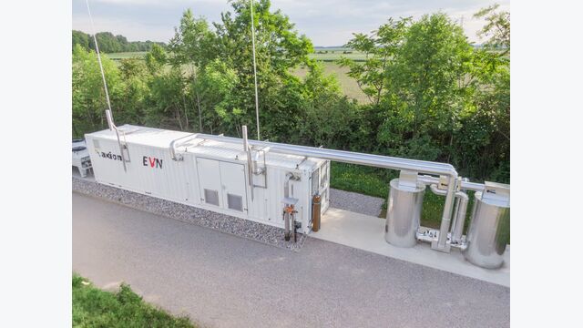 Luftansicht auf Biogasaufbereitungsanlage der EVN im niederösterreichischen Lichtenwörth