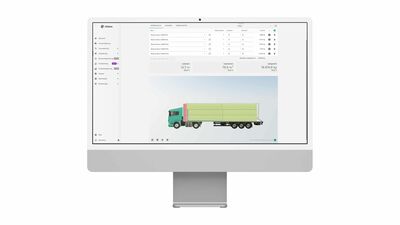 Bildschirm zeigt Visualisierung eines Lkw.