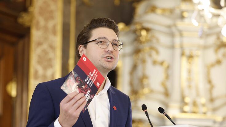 NEOS-Klubobmann Niko Swatek spricht bei der konstituierenden Sitzung des Landtags Steiermark Dezember 2024.