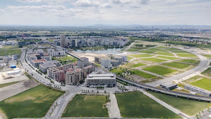 Seestadt aspern aus der Vogelperspektive