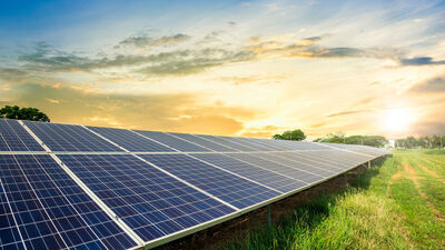 photovoltaikpaneele auf einer Wiese