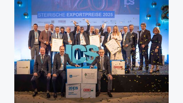 Die steirischen Exportpreissieger 2025, sowie ICS mit Eigentümervertreter:innen in einem Gruppenfoto