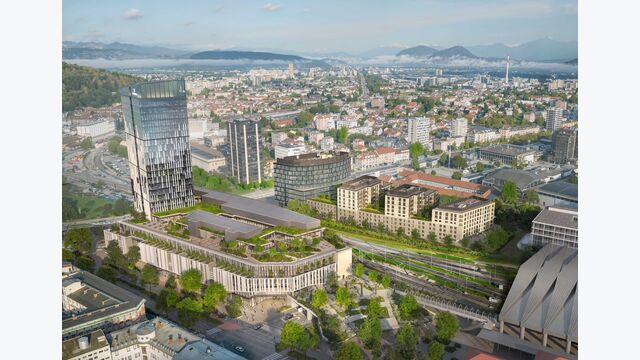 Außenansicht auf Bauprojekt Emonika in Ljubljana