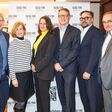 Gruppenfoto beim CEOS FOR FUTURE Hintergrundgespräch jänner 2026 zu Digitalisierung & KI: Rudolf Schrefl, Birgit Kraft-Kinz, Christiane Brunner, Marco Porak, Martin Schiefer, Karl Kienzl