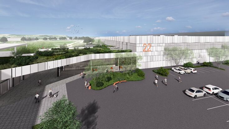 rendering der wels messehalle außen