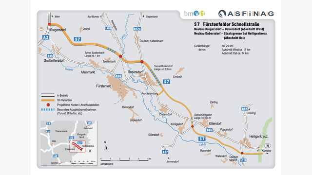 karte der S7-Schnellstraße in österreich