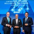 Joachim Schönbeck, Vorstandsvorsitzender ANDRITZ, Wolfgang Leitner, Aufsichtsratsvorsitzender ANDRITZ, Christoph Boschan, Vorstandsvorsitzender Wiener Börse